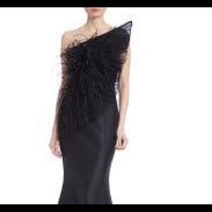 Badgley Mischka Black One-Shoulder Maxi Dress